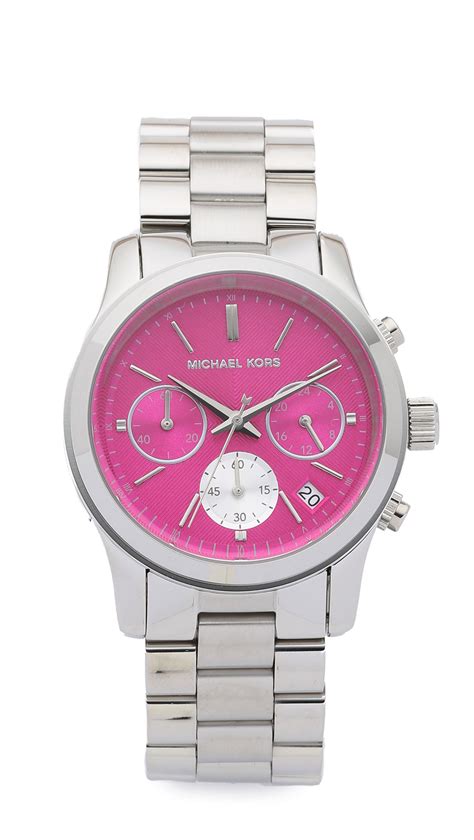 michael kors watch silver pink|michael kors watch pink face.